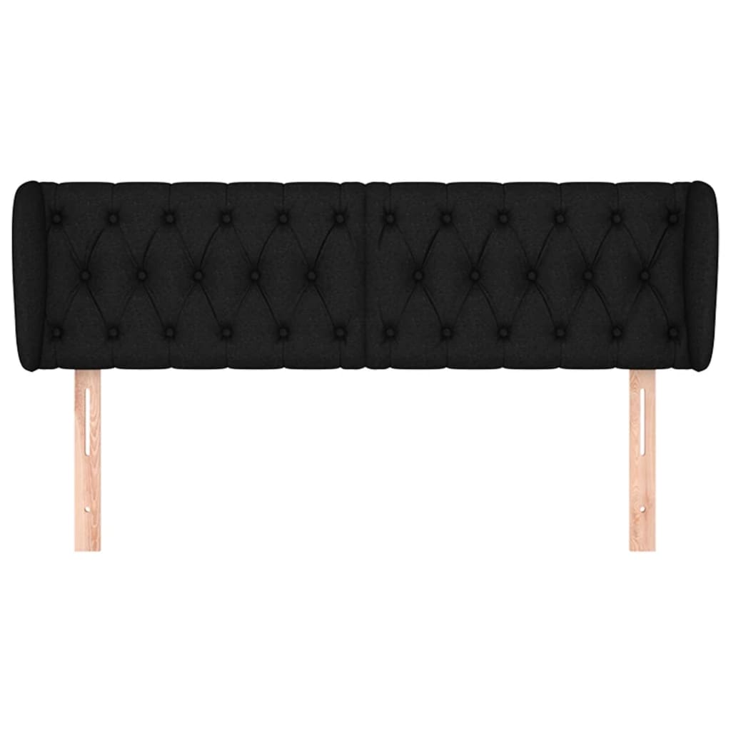 Kopfteil mit Ohren Schwarz 147x23x78/88 cm Stoff